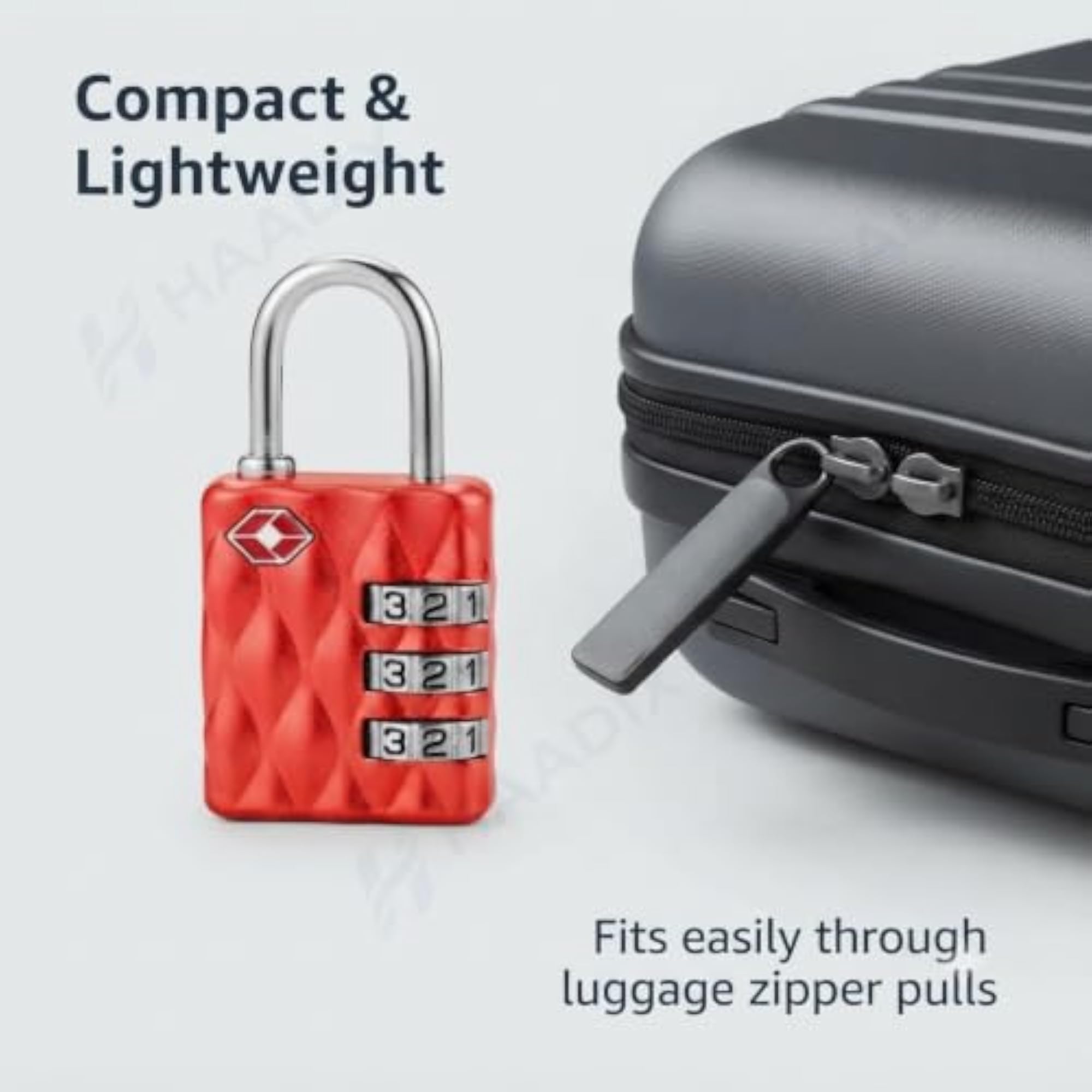 Red 3 Digit Combination Padlock, Anti-Theft Travel Security
